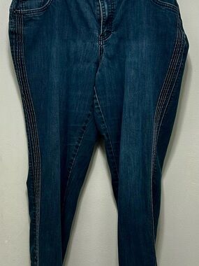 CJ Banks Dark Blue Skinny Jeans with Side Seam Detail